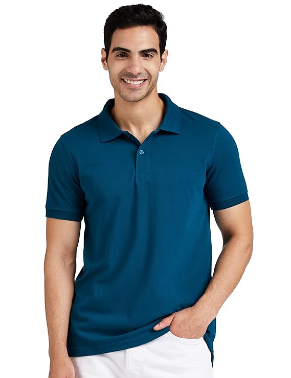Amazon Brand - Symbol Men's Cotton Rich Solid Polo Tshirt | Collar Tshirts | Half Sleeves | Plain-Regular Fit (Available in Plus Size and Combo Pack of 2) - Image 2